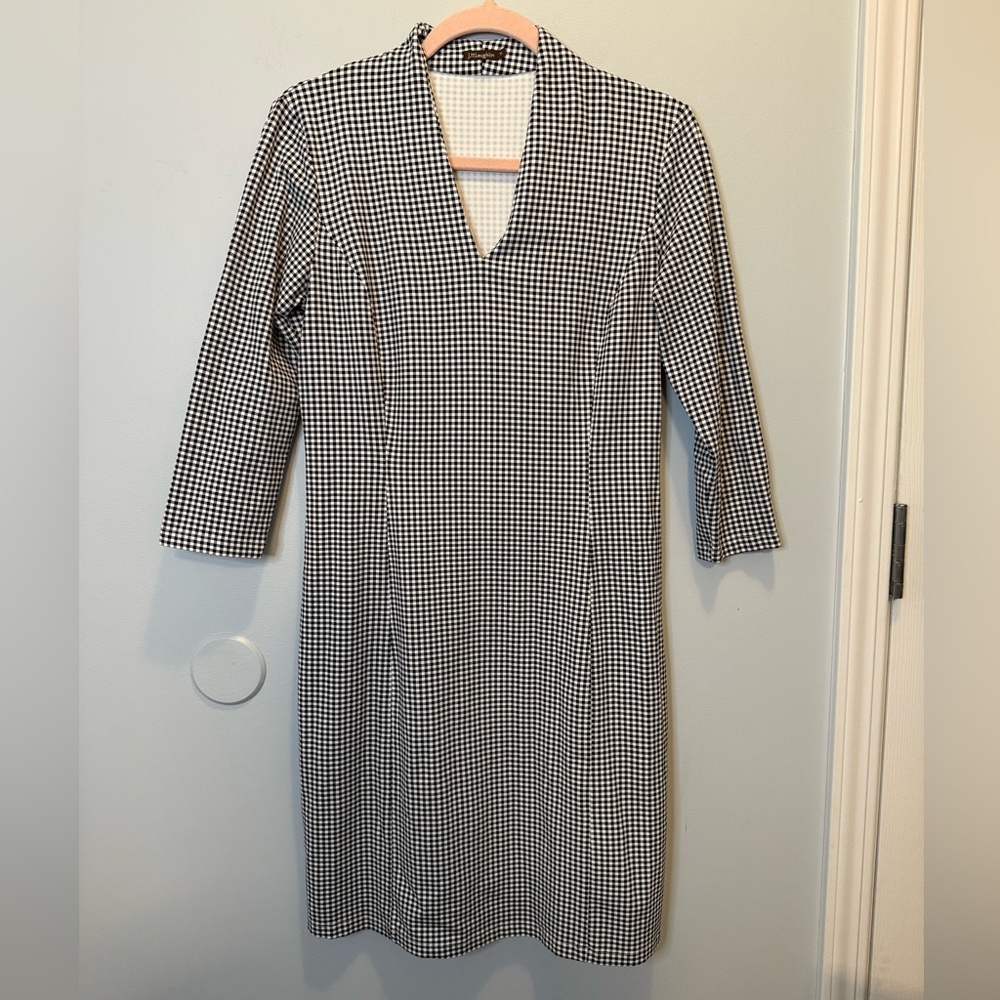 J. McLaughlin Retro Ivana Dress in Cabana Gingham Print Medium Retro Checkered